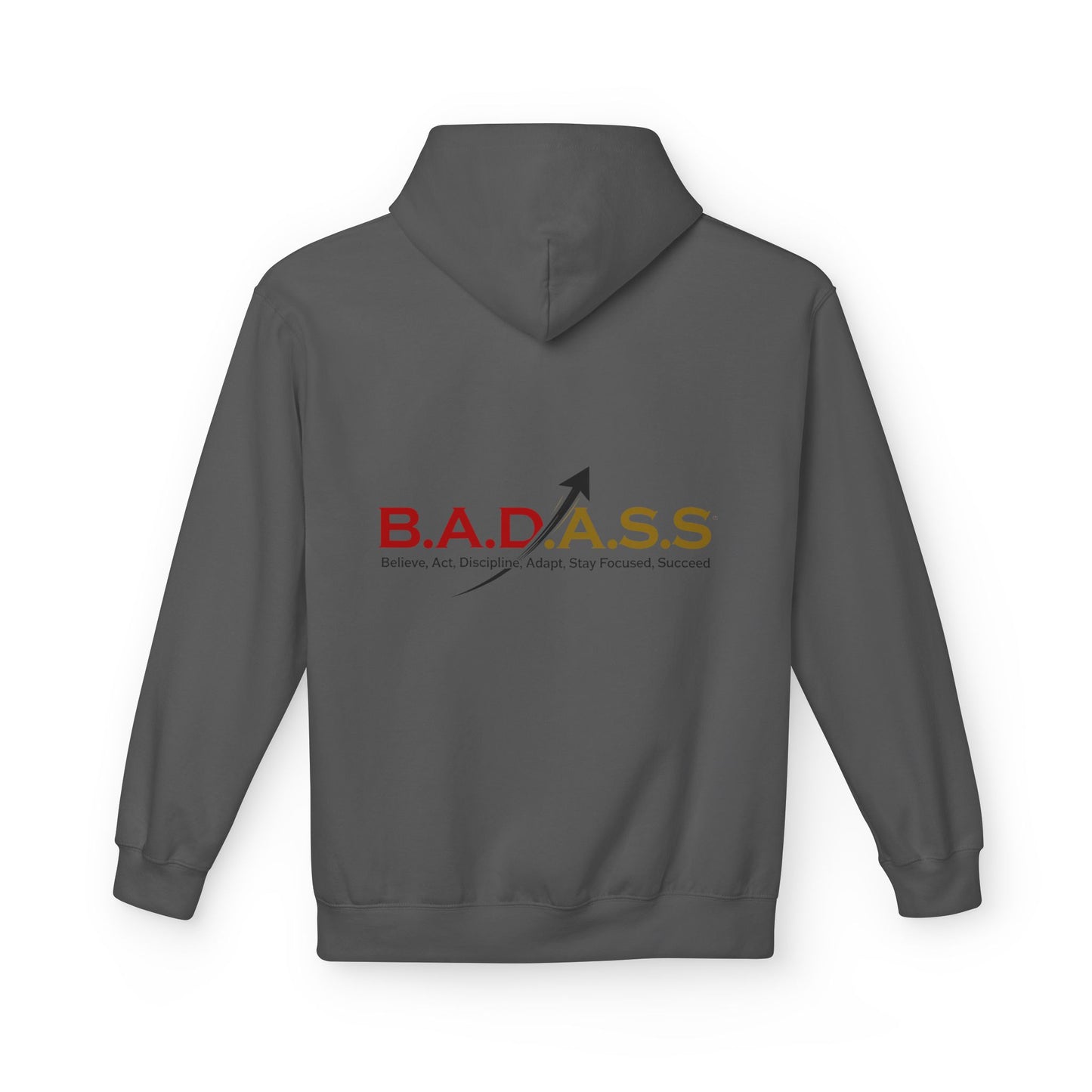 B.A.D.A.S.S. Hoodie - Motivational Arrow Graphic Pullover (Believe Act Discipline Adapt Stay Focused Succeed)