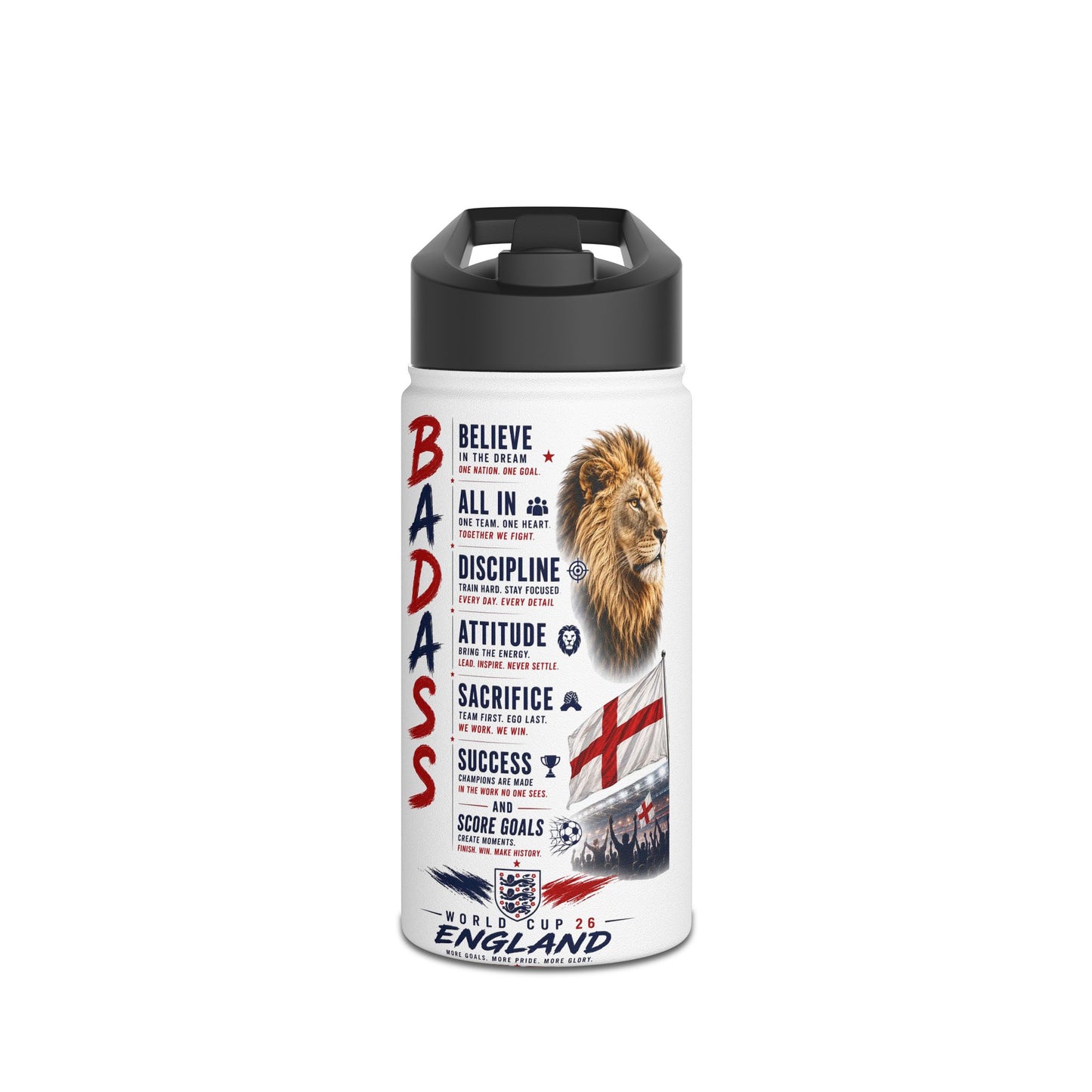 Badass Motivational Stainless Steel Water Bottle — England Lion Fitness Bottle