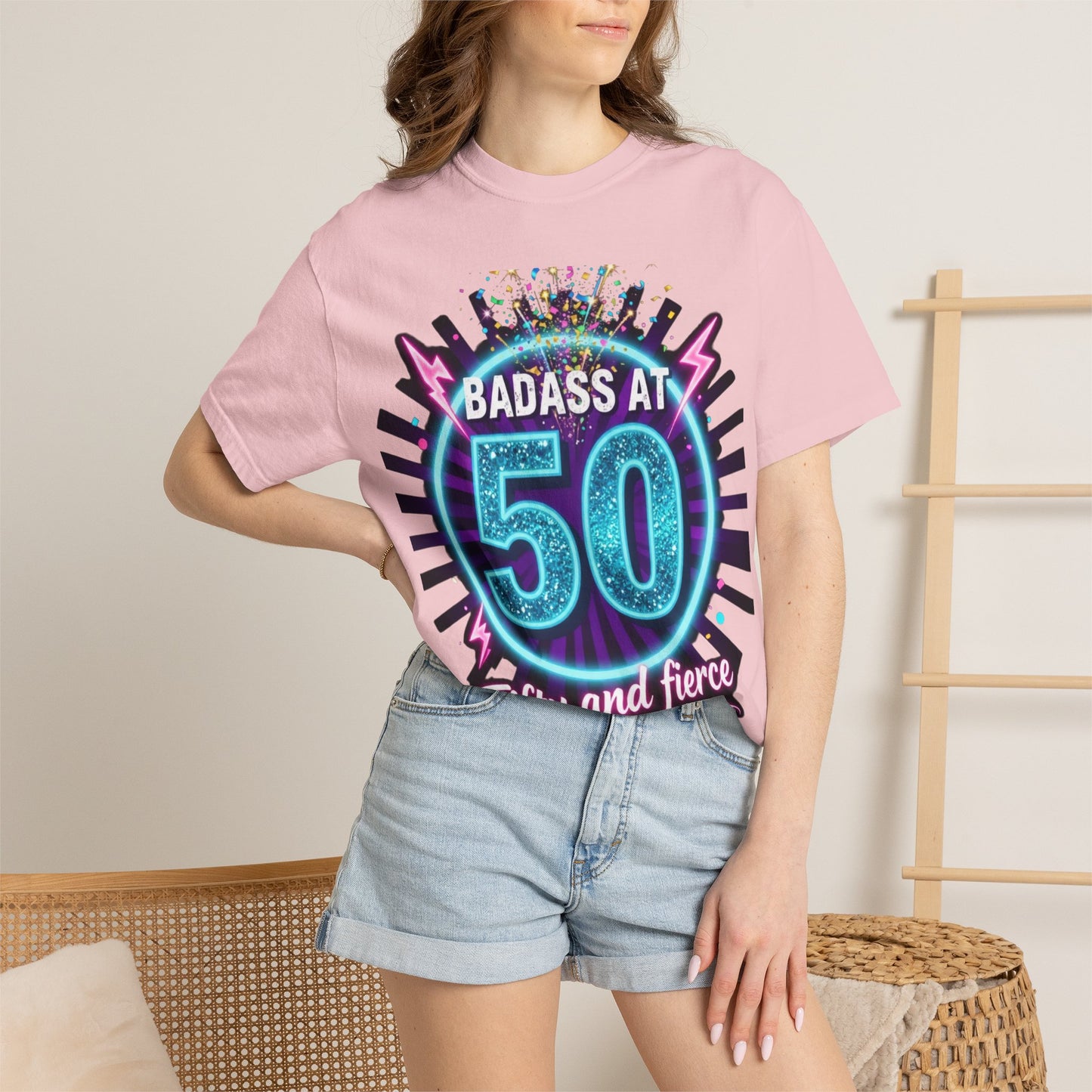 Badass at 50 T-Shirt — Fifty and Fierce Birthday Tee
