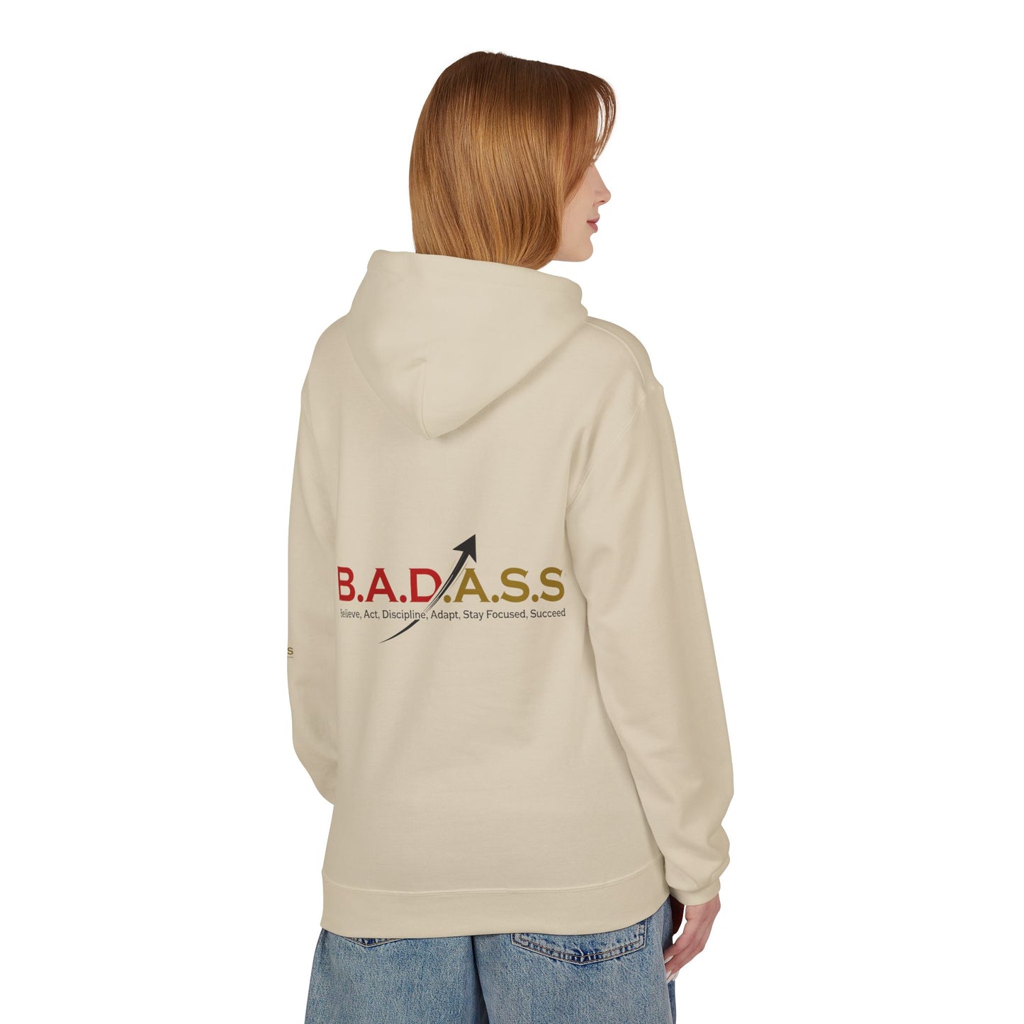 B.A.D.A.S.S. Hoodie - Motivational Arrow Graphic Pullover (Believe Act Discipline Adapt Stay Focused Succeed)